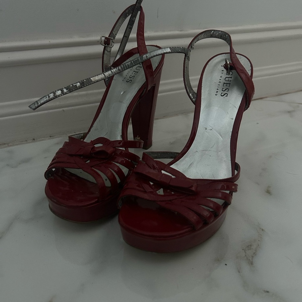 Guess by Marciano Burgundy Strappy Heels